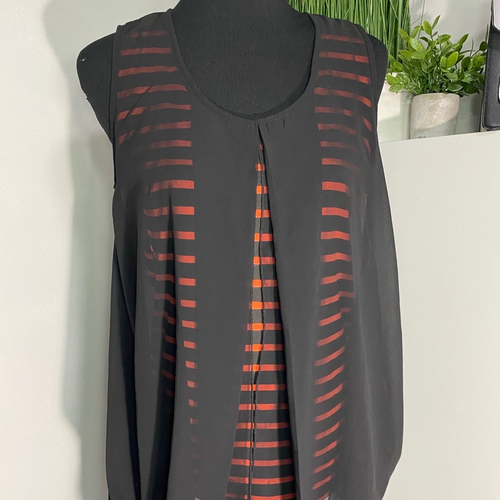 STELLA MORGAN Black and Orange Cape Shirt